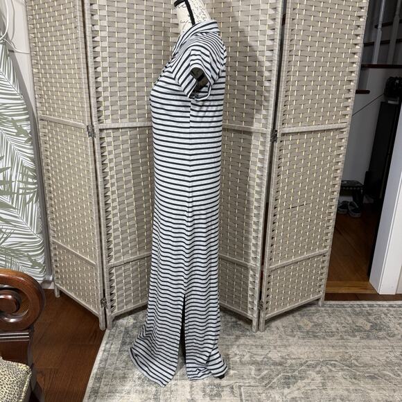 Offline by Aerie THUMBS UP POLO MAXI DRESS Size S Gray Stripe Short Sleeve NEW - Picture 2 of 11